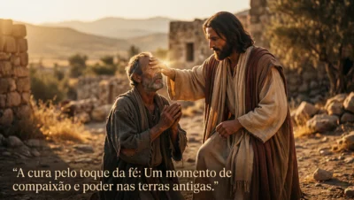 Jesus tocando os olhos de um homem cego