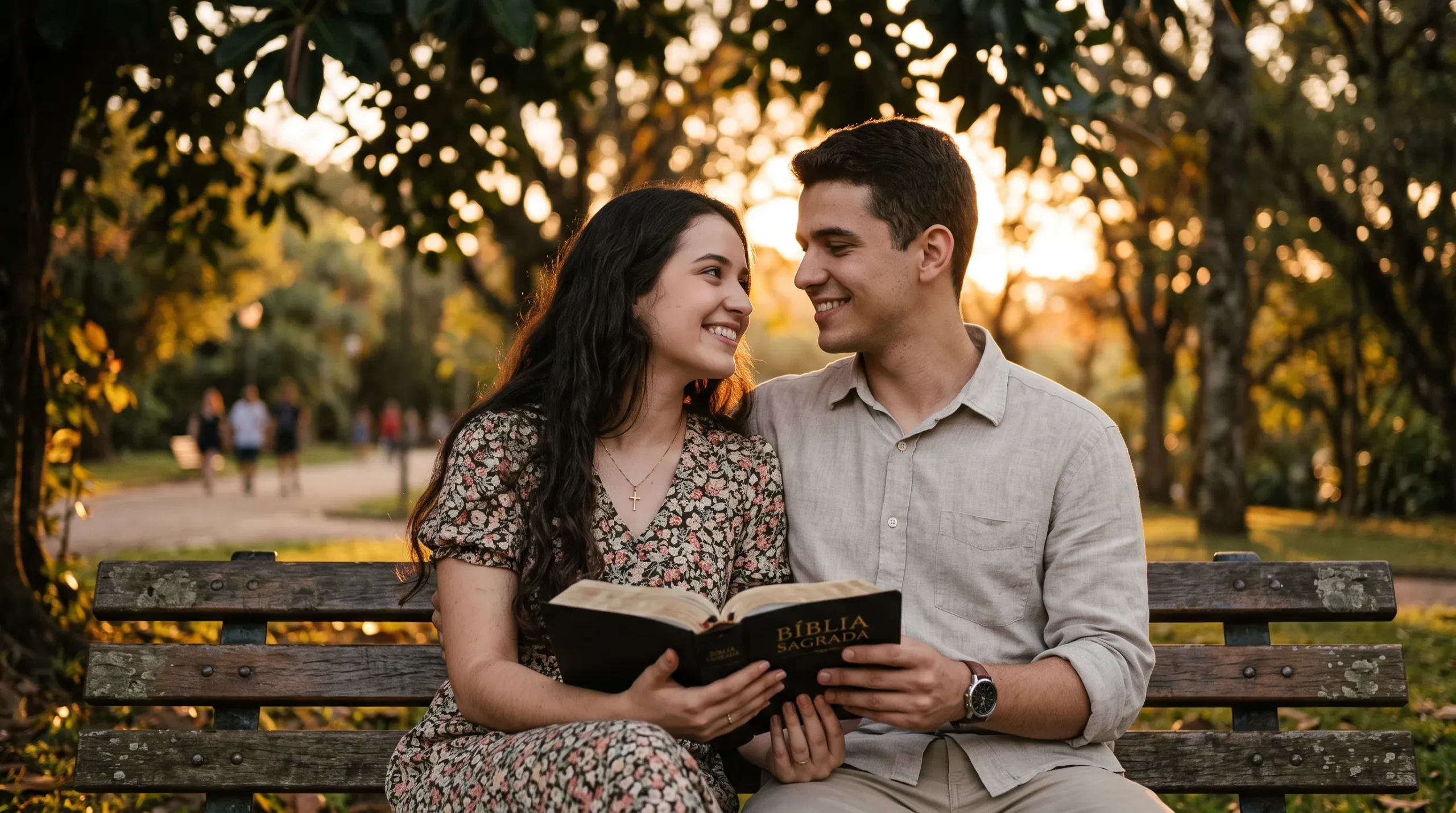 O que Provérbios 5:18 Ensina sobre Fidelidade no Casamento casal jovem cristão brasileiro lendo a Bíblia juntos representando a fidelidade desde a mocidade ensinada em Provérbios 5:18